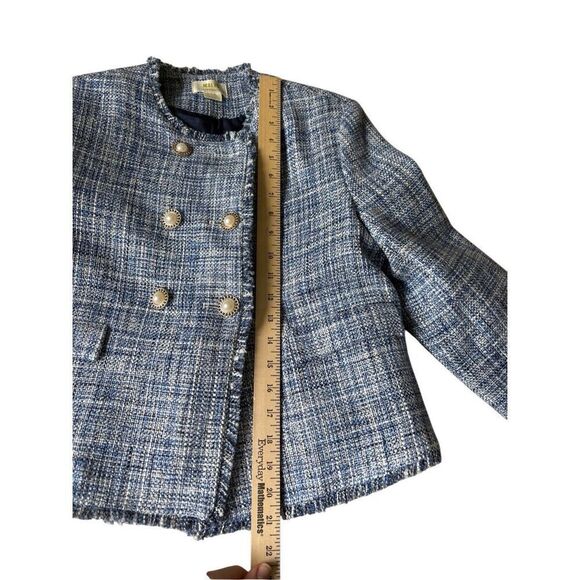 Anthropologie Maeve Double Breasted Tweed Jacket size 4 Blue - Picture 11 of 16